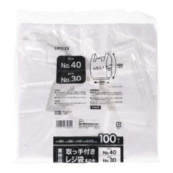 取っ手付き　業務用レジ袋　１００枚　西Ｎｏ．４０　東Ｎｏ．３０厚み：0.018ｍｍ